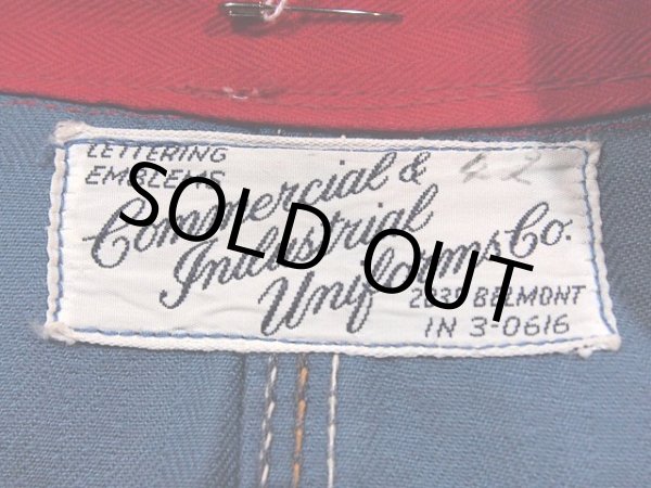 画像3: 1950sツートンヘリンボーンチェーンステッチ刺繍ショップコート (3)