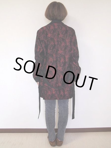 画像4: 1960sレース風ペイズリー柄サテンガウン (4)