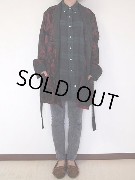 画像2: 1960sレース風ペイズリー柄サテンガウン (2)