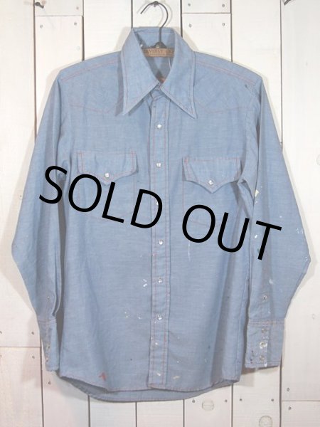 画像2: 1970s【Sears】ペイントシャンブレーウエスタンシャツ  (2)