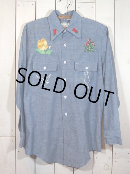 画像2: 1970s【BIGMAC】フクロウ刺繍シャンブレーシャツ (2)