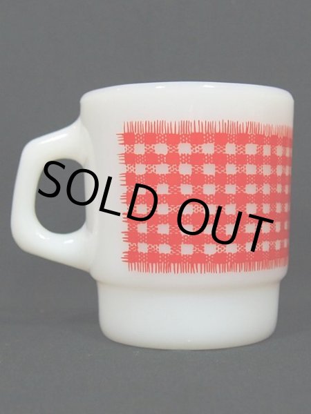 画像3: 60s-70s【FireKing】スタッキングマグ・ギンガムチェック(レッド) (3)