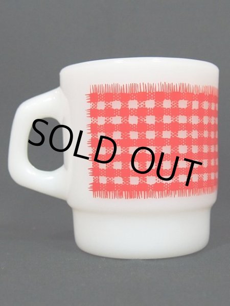 画像3: 60s【FireKing】スタッキングマグ・ギンガムチェック(レッド) (3)