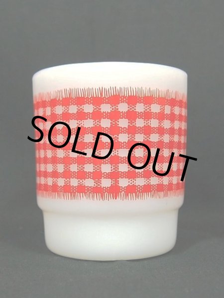 画像4: 60s【FireKing】スタッキングマグ・ギンガムチェック(レッド) (4)