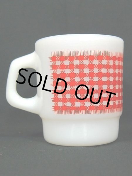 画像3: 60s-70s【FireKing】スタッキングマグ・ギンガムチェック(レッド)  (3)