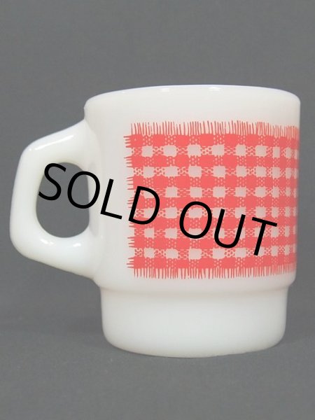 画像3: 60s【FireKing】スタッキングマグ・ギンガムチェック(レッド) (3)