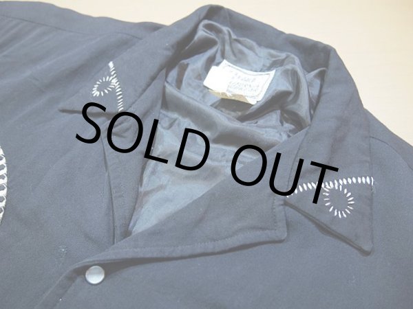 画像4: 1970s【HbarC】レーヨンギャバジン刺繍ウエスタンジャケット (4)