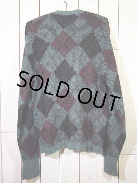 画像2: 1960sアーガイルモヘアカーディガン (2)