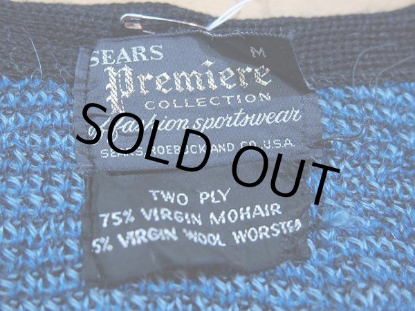 画像3: 1960s【SEARS】黒×青モヘアカーディガン (3)