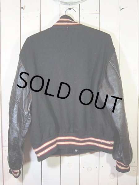 画像2: 1970s〜オールブラック袖レザースタジャン (2)