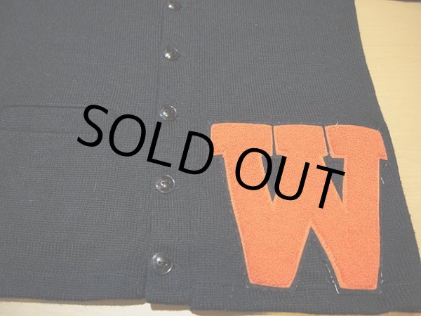 画像5: 1960s【PILGRIM】黒レタードカーディガン (5)