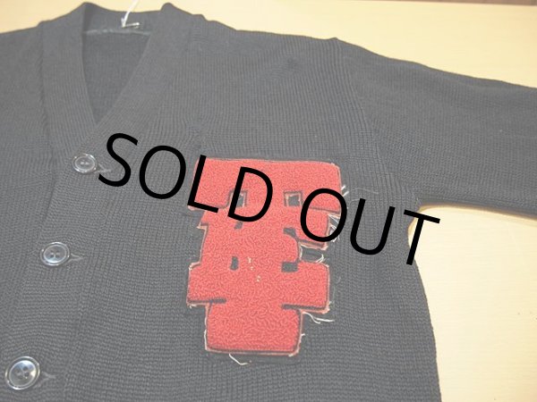 画像3: 1950s黒レタードカーディガン (3)