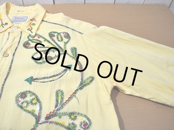 画像6: 1950s〜【HbarC】刺繍レーヨンウエスタンシャツ (6)