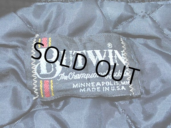 画像3: 1980s【BUTWIN】チェーンステッチ刺繍袖レザースタジャン　Black (3)