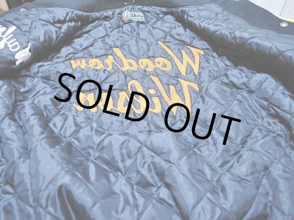 画像8: 1980s【BUTWIN】チェーンステッチ刺繍袖レザースタジャン　Black (8)