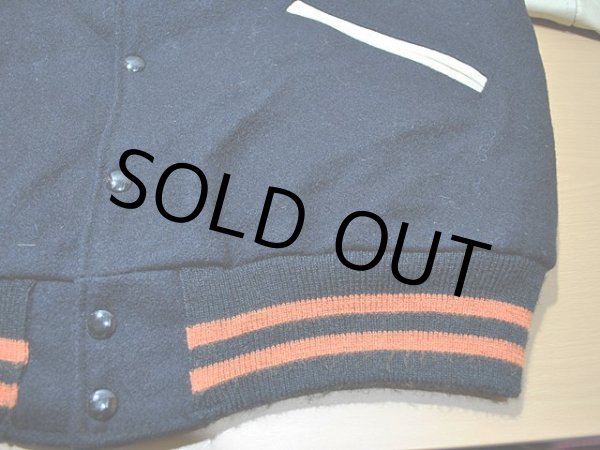 画像7: 1980s【BUTWIN】チェーンステッチ刺繍袖レザースタジャン　Black (7)