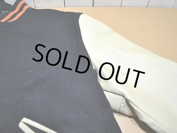 画像5: 1980s【BUTWIN】チェーンステッチ刺繍袖レザースタジャン　Black (5)