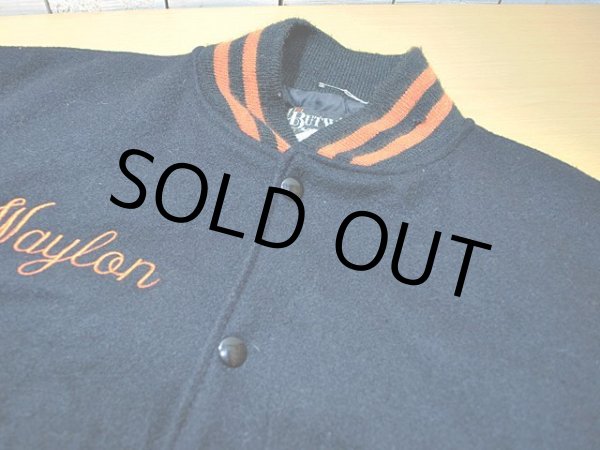 画像4: 1980s【BUTWIN】チェーンステッチ刺繍袖レザースタジャン　Black (4)