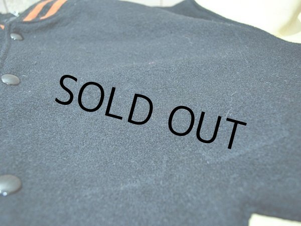 画像11: 1980s【BUTWIN】チェーンステッチ刺繍袖レザースタジャン　Black (11)