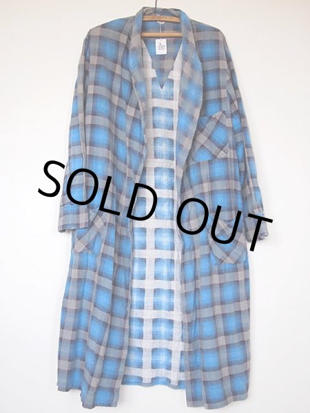 画像5: 1960s【McKenzie】プリントネルガウン　オンブレーチェック (5)