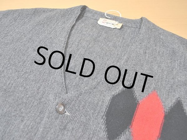 画像4: 1960sダイヤ柄ニットカーディガン (4)