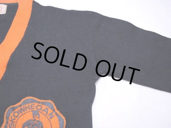 画像5: 1940s〜【INDIAN BRAND SPORTSWEAR】ツートンレタードカーディガン　黒オレンジ (5)