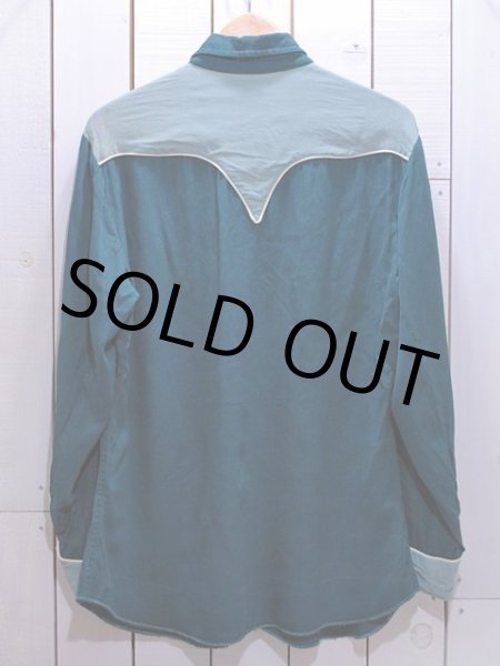 画像2: 1950s【HbarC】ツートン刺繍レーヨンギャバウエスタンシャツ (2)