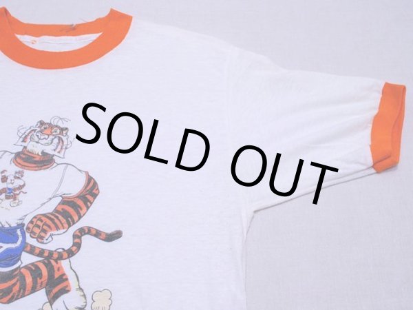 画像5: 1980s EssoTiger染込みリンガーTシャツ　実寸L (5)