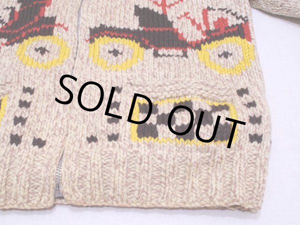 画像7: 1950s-60sクラシックカー柄カウチンセーター　実寸L (7)