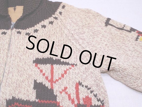 画像5: 1950s-60sクラシックカー柄カウチンセーター　実寸L (5)