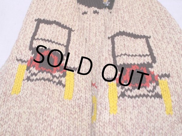 画像8: 1950s-60sクラシックカー柄カウチンセーター　実寸L (8)