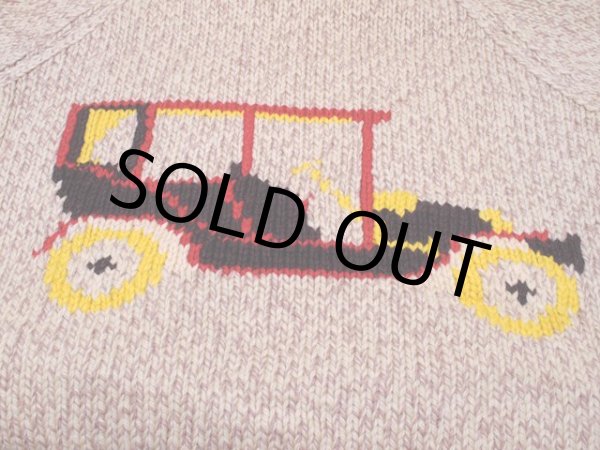 画像9: 1950s-60sクラシックカー柄カウチンセーター　実寸L (9)