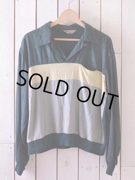 画像2: 1950s【MacLAREN】レーヨンリブシャツ 表記L 16-16 1/2  (2)