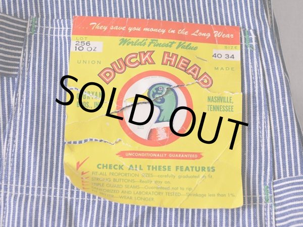 画像5: 1960s〜【DUCK HEAD】エプロン付きダブルニーヒッコリーオーバーオール　 DEAD STOCK!!　 表記W40 L34  (5)