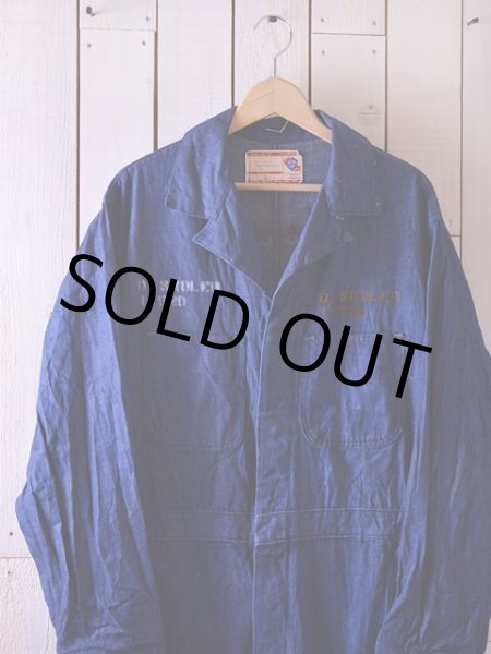 画像3: 1960s BLUE TOP デニムオールインワン　 表記42  (3)