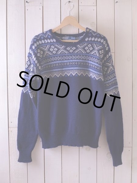 画像2: PoLo RalphLauren ノルディックウールニットセーター  表記S  (2)