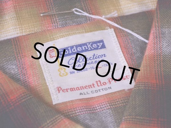 画像4: 1960s GoldenKey オンブレプリントネルシャツ　 DEAD STOCK!!　 表記L  (4)