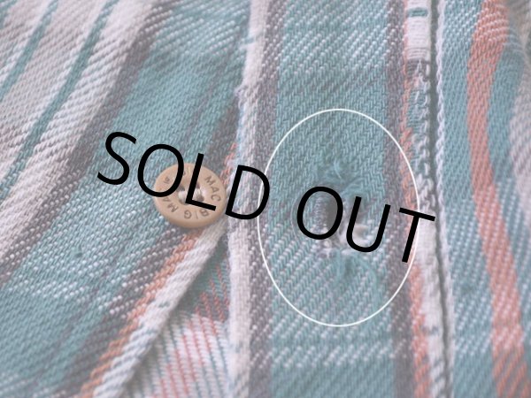 一番下のボタンホールにホツレ。