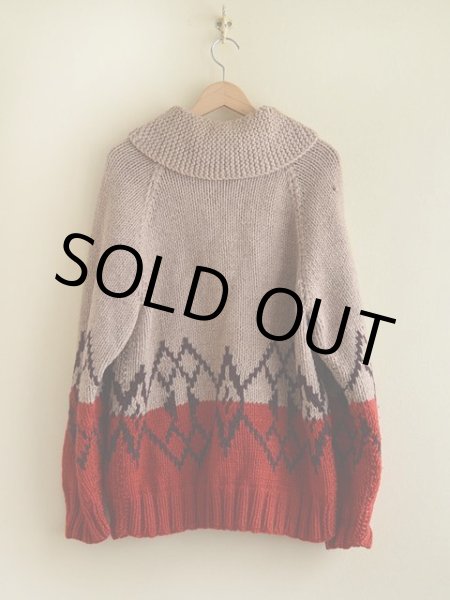 画像2: 1960s ダイヤ柄カウチンセーター　 実寸M  (2)