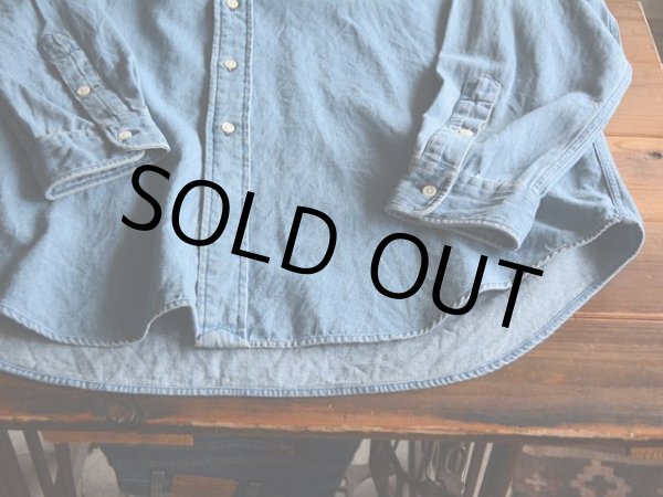 画像5: PoLo RalphLauren バンドカラーデニムシャツ  表記L  (5)