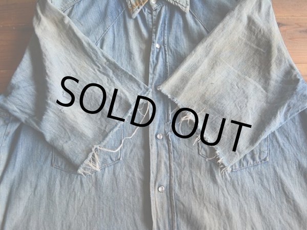 画像9: 1970s Sears デニムウェスタンシャツ  表記L  (9)