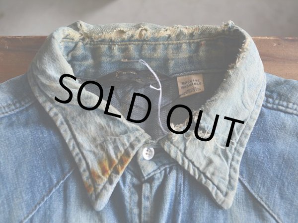 画像4: 1970s Sears デニムウェスタンシャツ  表記L  (4)