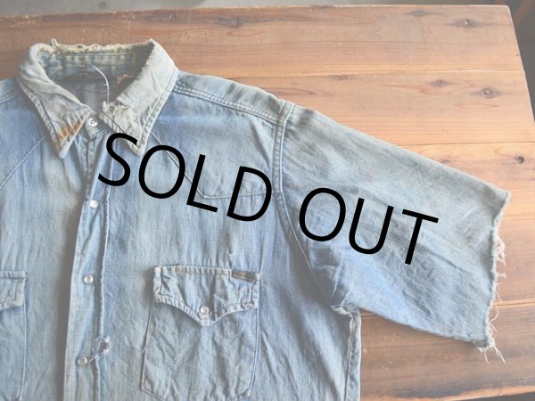 画像6: 1970s Sears デニムウェスタンシャツ  表記L  (6)