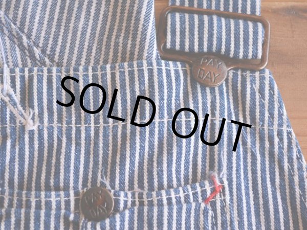 画像4: 1950s PAY DAY ヒッコリーオーバーオール  実寸w37  (4)