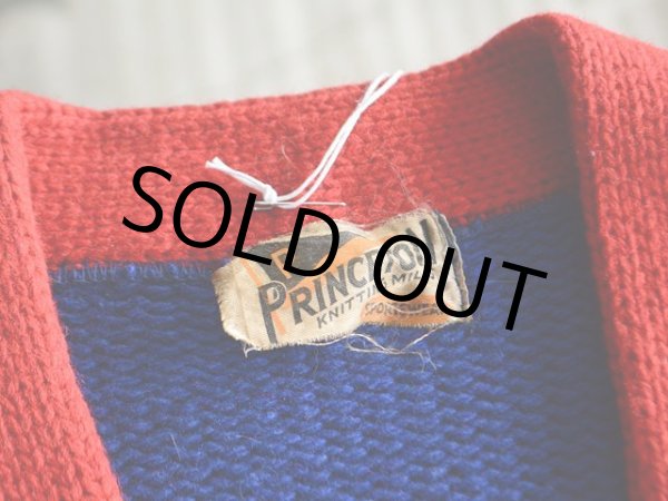 画像3: 1940s PRINCETON ツートンレタードカーディガン　 実寸M  (3)