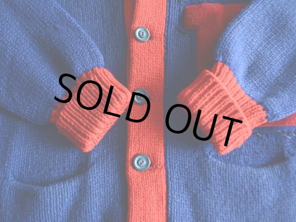 画像5: 1940s PRINCETON ツートンレタードカーディガン　 実寸M  (5)