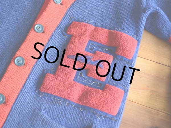 画像6: 1940s PRINCETON ツートンレタードカーディガン　 実寸M  (6)