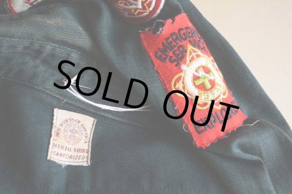 画像17: 1950s BOY SCOUTS EXPLORERSマチ付きシャツ　 実寸ML  (17)