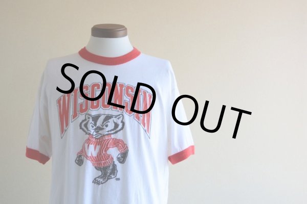 画像5: 1980s WISCONSIN Bucky Badger リンガーTシャツ　 両面プリント　 表記XL  (5)