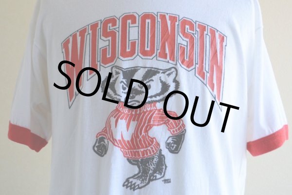 画像7: 1980s WISCONSIN Bucky Badger リンガーTシャツ　 両面プリント　 表記XL  (7)
